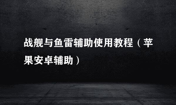 战舰与鱼雷辅助使用教程(苹果安卓辅助)