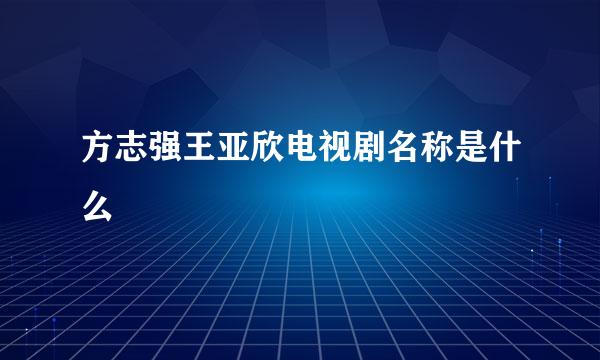 方志强王亚欣电视剧名称是什么
