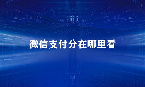 微信支付分在哪里看