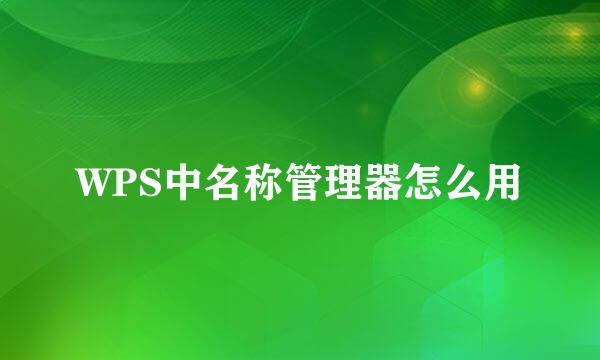 WPS中名称管理器怎么用