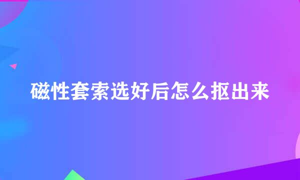 磁性套索选好后怎么抠出来