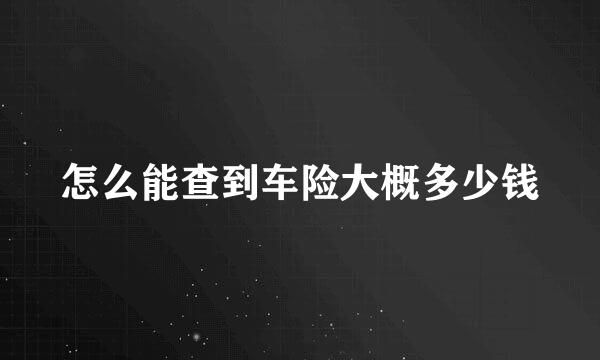 怎么能查到车险大概多少钱