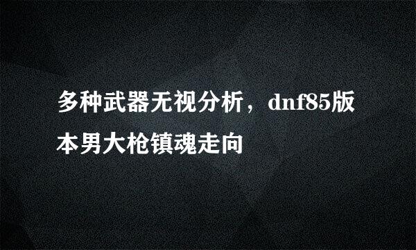 多种武器无视分析,dnf85版本男大枪镇魂走向
