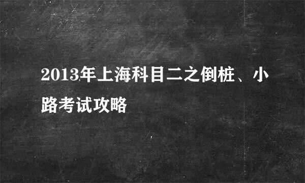 2013年上海科目二之倒桩、小路考试攻略