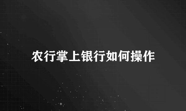 农行掌上银行如何操作