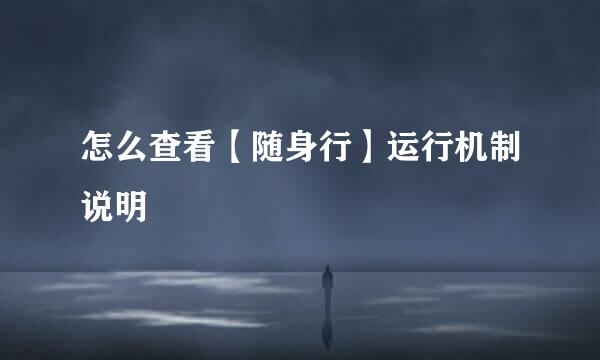 怎么查看【随身行】运行机制说明