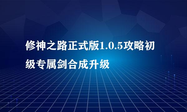 修神之路正式版1.0.5攻略初级专属剑合成升级