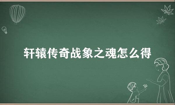 轩辕传奇战象之魂怎么得