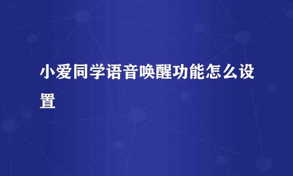 小爱同学语音唤醒功能怎么设置