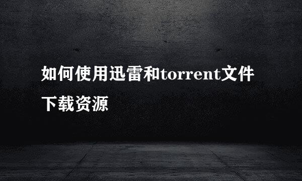 如何使用迅雷和torrent文件下载资源