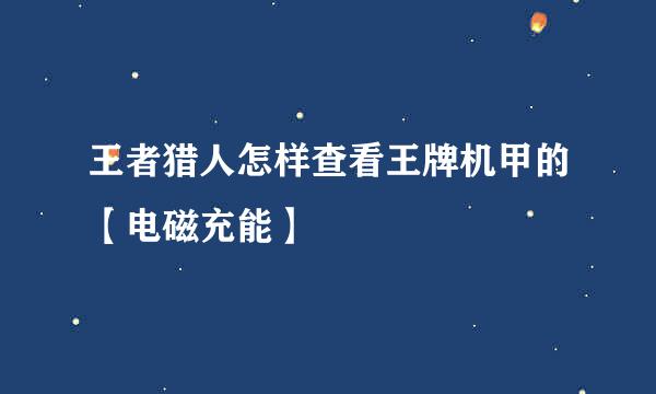 王者猎人怎样查看王牌机甲的【电磁充能】