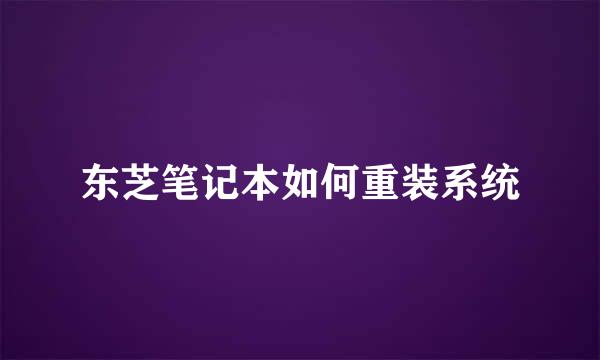 东芝笔记本如何重装系统