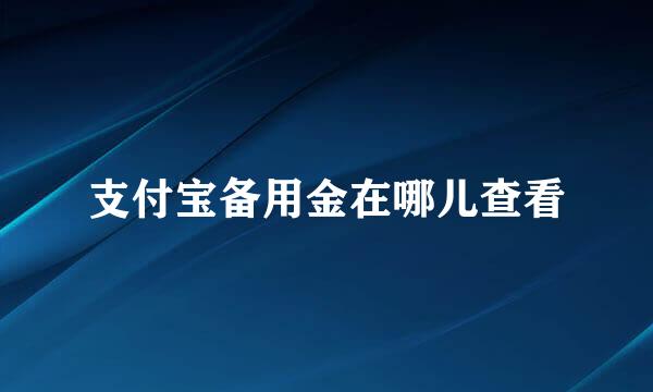 支付宝备用金在哪儿查看