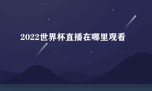 2022世界杯直播在哪里观看