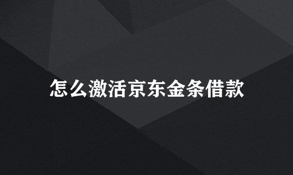 怎么激活京东金条借款
