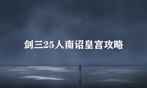 剑三25人南诏皇宫攻略