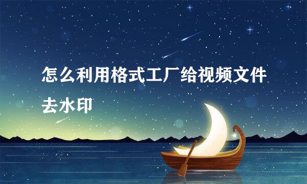 怎么利用格式工厂给视频文件去水印