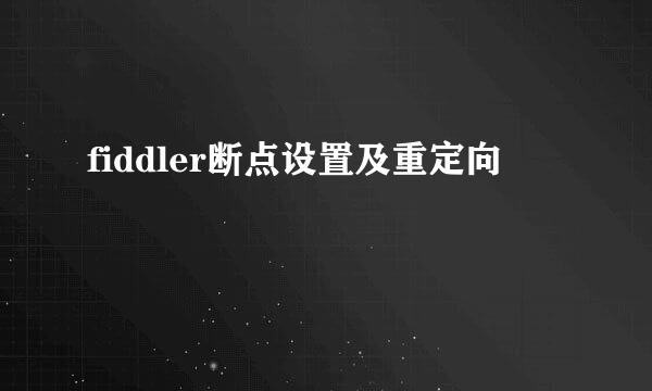 fiddler断点设置及重定向