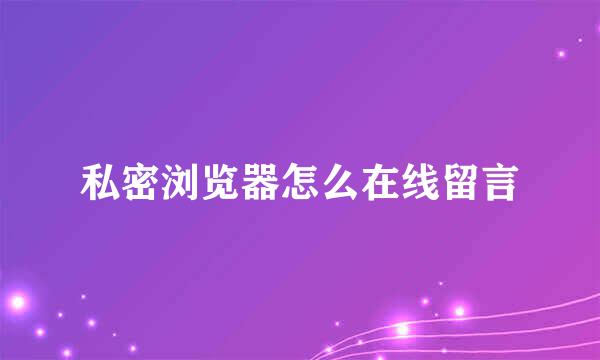 私密浏览器怎么在线留言