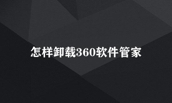 怎样卸载360软件管家