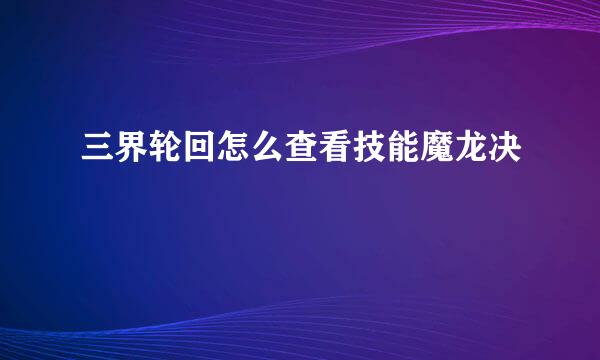 三界轮回怎么查看技能魔龙决