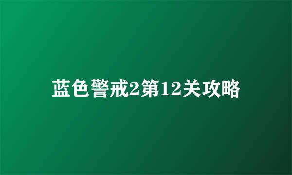 蓝色警戒2第12关攻略