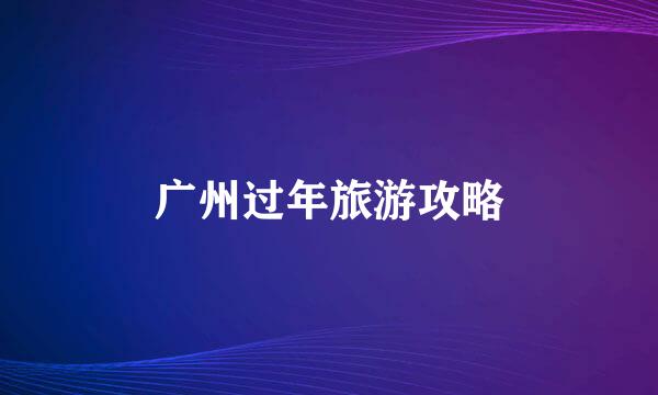 广州过年旅游攻略