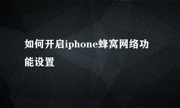 如何开启iphone蜂窝网络功能设置