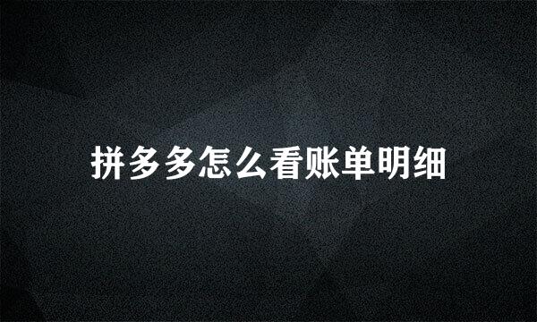 拼多多怎么看账单明细