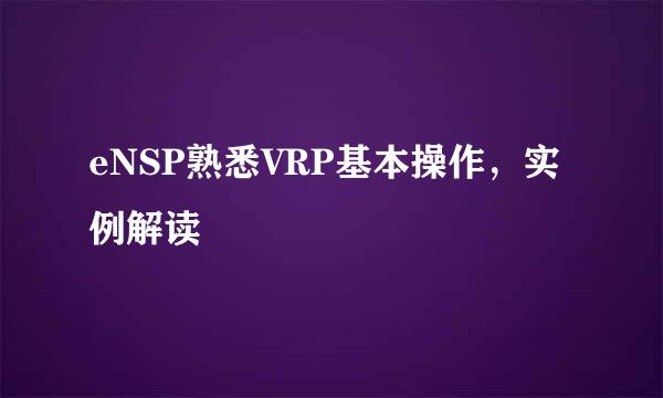 eNSP熟悉VRP基本操作,实例解读