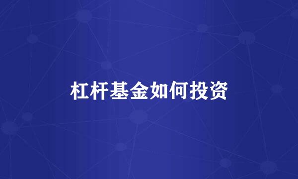 杠杆基金如何投资