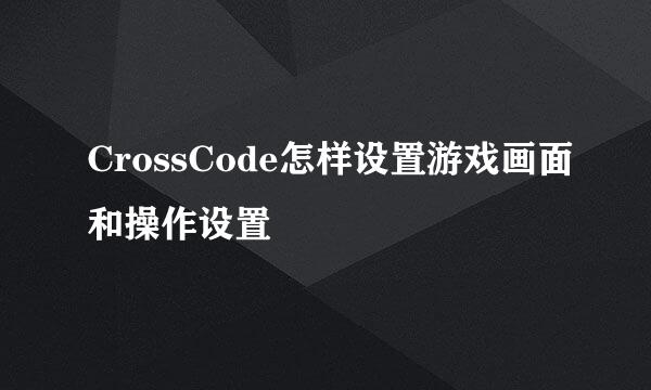 CrossCode怎样设置游戏画面和操作设置