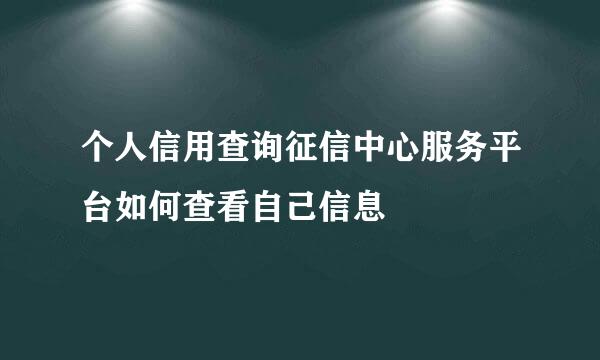 个人信用查询征信中心服务平台如何查看自己信息