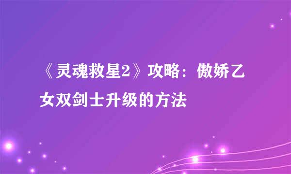 《灵魂救星2》攻略：傲娇乙女双剑士升级的方法