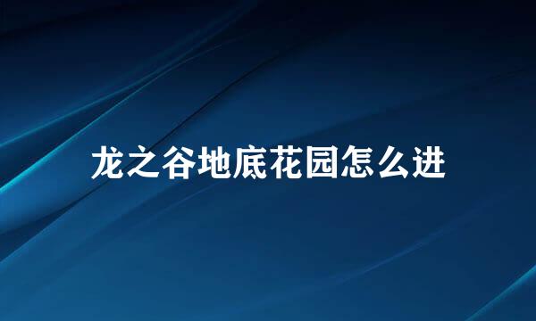 龙之谷地底花园怎么进