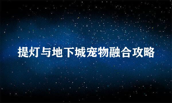 提灯与地下城宠物融合攻略