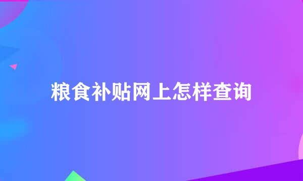 粮食补贴网上怎样查询