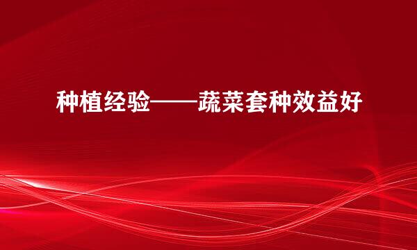 种植经验——蔬菜套种效益好
