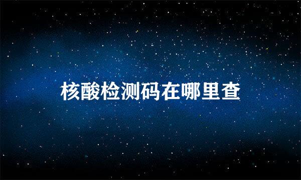核酸检测码在哪里查