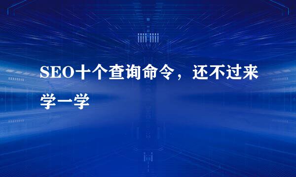 SEO十个查询命令，还不过来学一学