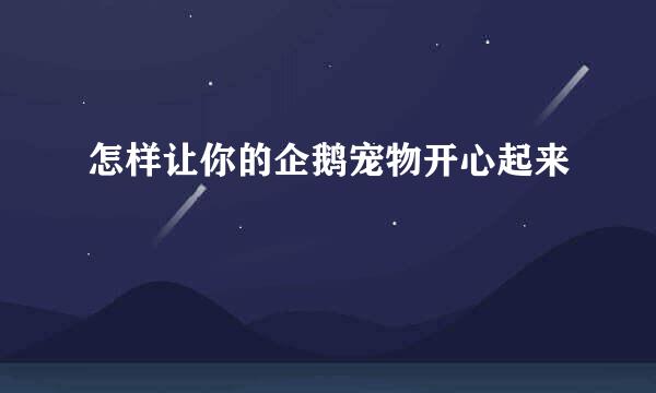 怎样让你的企鹅宠物开心起来