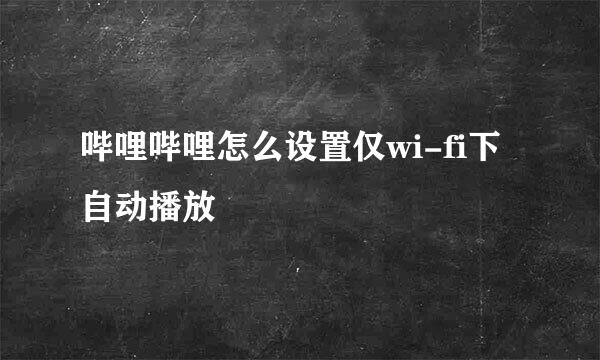 哔哩哔哩怎么设置仅wi-fi下自动播放