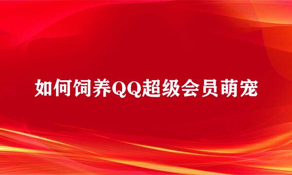 如何饲养QQ超级会员萌宠