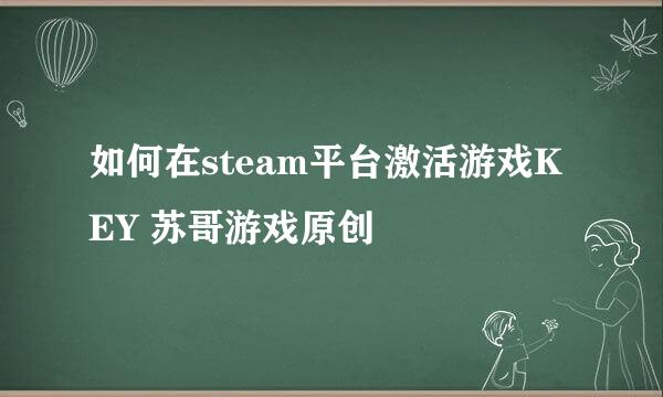 如何在steam平台激活游戏KEY 苏哥游戏原创