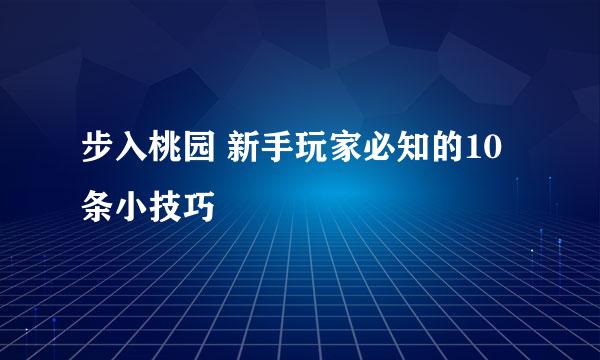 步入桃园 新手玩家必知的10条小技巧