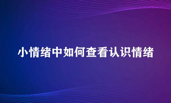小情绪中如何查看认识情绪