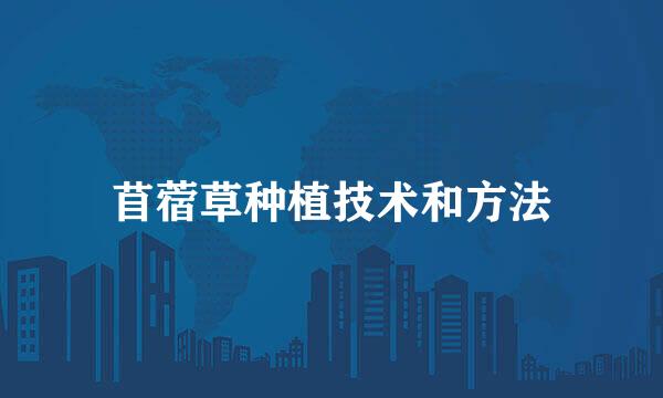 苜蓿草种植技术和方法