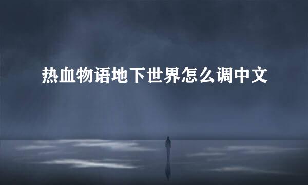 热血物语地下世界怎么调中文