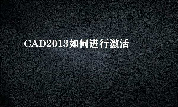 CAD2013如何进行激活