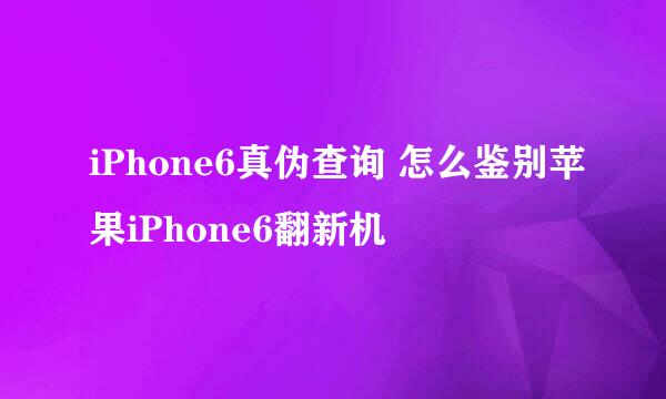 iPhone6真伪查询 怎么鉴别苹果iPhone6翻新机